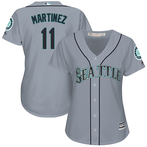 Mariners #11 Edgar Martinez Grey Road Women's Stitched MLB Jersey