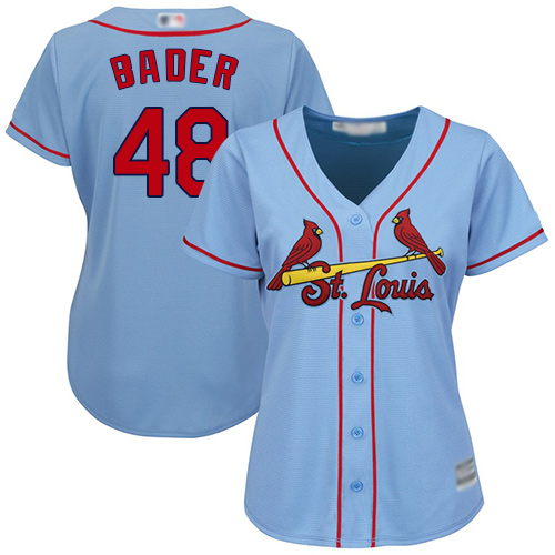 Cardinals #48 Harrison Bader Light Blue Alternate Women's Stitched MLB Jersey