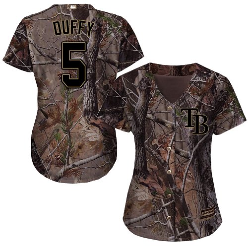 Rays #5 Matt Duffy Camo Realtree Collection Cool Base Women's Stitched MLB Jersey