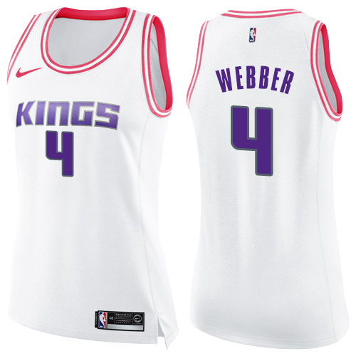 Nike Kings #4 Chris Webber White/Pink Women's NBA Swingman Fashion Jersey