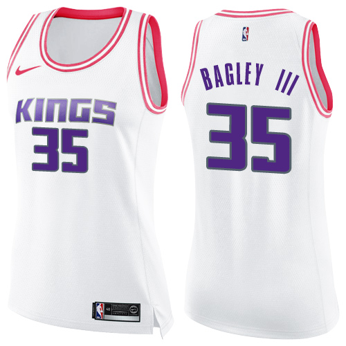 Nike Kings #35 Marvin Bagley III White/Pink Women's NBA Swingman Fashion Jersey