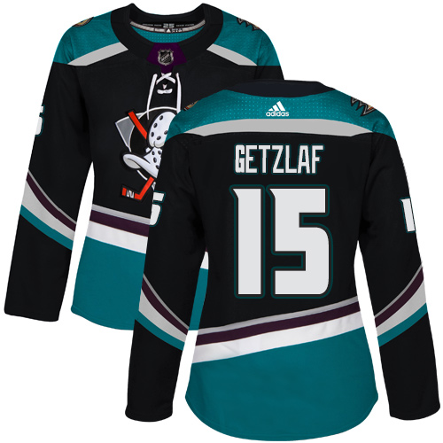 Adidas Ducks #15 Ryan Getzlaf Black/Teal Alternate Authentic Women's Stitched NHL Jersey