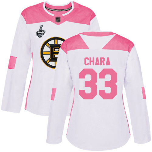 Adidas Bruins #33 Zdeno Chara White/Pink Authentic Fashion Stanley Cup Final Bound Women's Stitched NHL Jersey