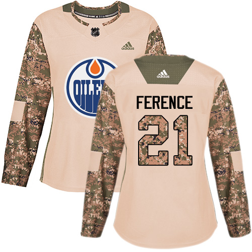 Adidas Oilers #21 Andrew Ference Camo Authentic 2017 Veterans Day Women's Stitched NHL Jersey