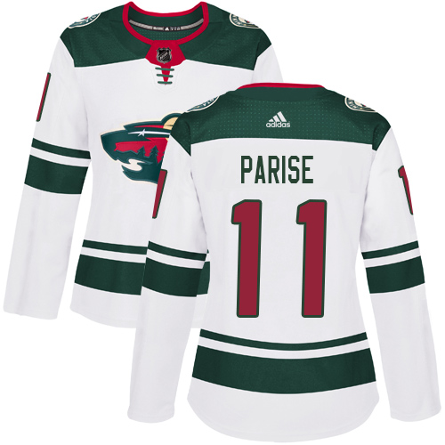 Adidas Wild #11 Zach Parise White Road Authentic Women's Stitched NHL Jersey