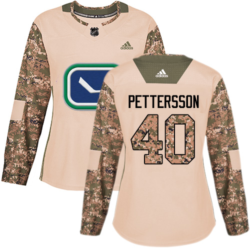 Adidas Canucks #40 Elias Pettersson Camo Authentic 2017 Veterans Day Women's Stitched NHL Jersey