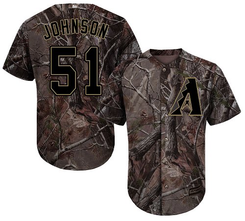 Diamondbacks #51 Randy Johnson Camo Realtree Collection Cool Base Stitched Youth MLB Jersey