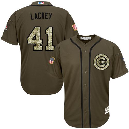 Cubs #41 John Lackey Green Salute to Service Stitched Youth MLB Jersey