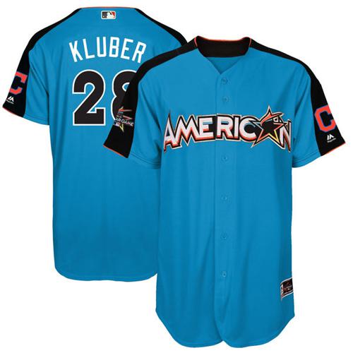 Guardians #28 Corey Kluber Blue 2017 All-Star American League Stitched Youth MLB Jersey