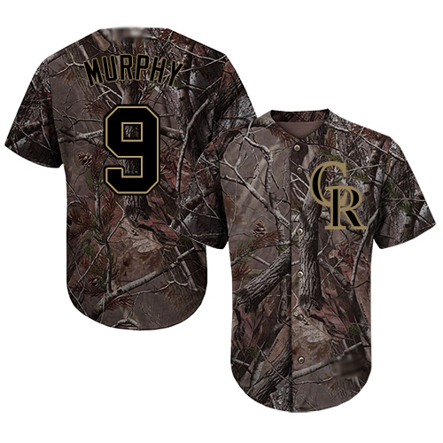 Rockies #9 Daniel Murphy Camo Realtree Collection Cool Base Stitched Youth MLB Jersey