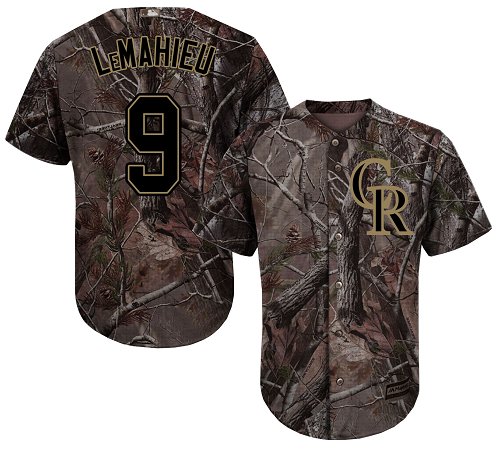 Rockies #9 DJ LeMahieu Camo Realtree Collection Cool Base Stitched Youth MLB Jersey