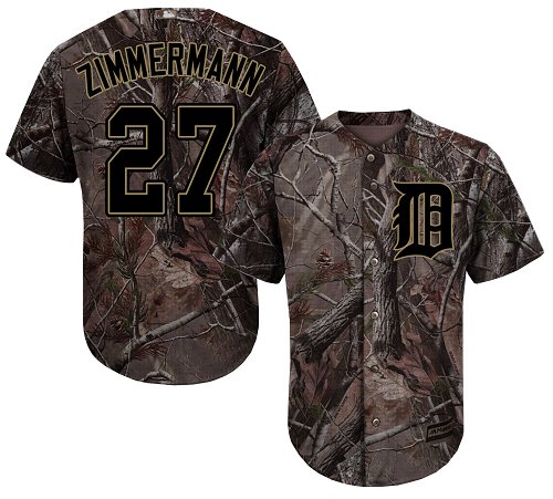 Tigers #27 Jordan Zimmermann Camo Realtree Collection Cool Base Stitched Youth MLB Jersey