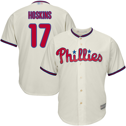 Phillies #17 Rhys Hoskins Cream Cool Base Stitched Youth MLB Jersey