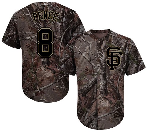 Giants #8 Hunter Pence Camo Realtree Collection Cool Base Stitched Youth MLB Jersey