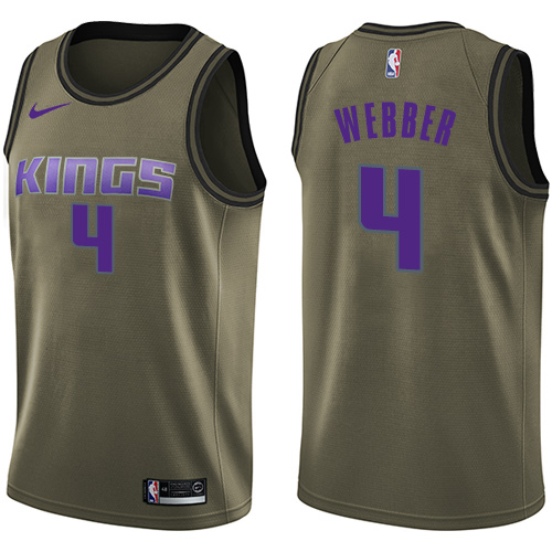 Nike Kings #4 Chris Webber Green Salute to Service Youth NBA Swingman Jersey