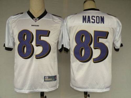 Ravens #85 Derrick Mason White Stitched Youth NFL Jersey