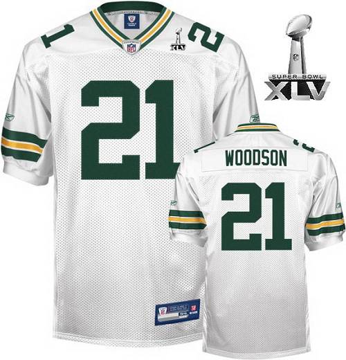 Packers #21 Charles Woodson White Super Bowl XLV Stitched Youth NFL Jersey