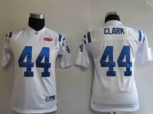 Colts #44 Dallas Clark White With Super Bowl Patch Stitched Youth NFL Jersey