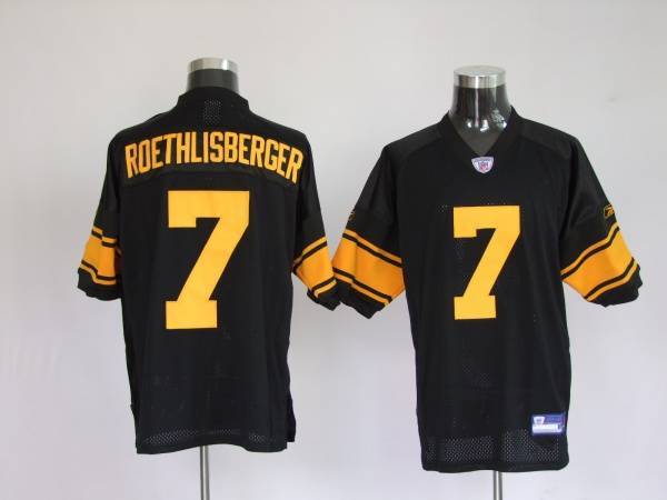 Steelers #7 Ben Roethlisberger Black With Yellow Number Stitched Youth NFL Jersey