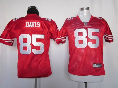 49ers #85 Vernon Davis Red Stitched Youth NFL Jersey