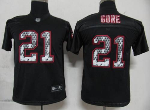 Sideline Black United 49ers #21 Frank Gore Black Stitched Youth NFL Jersey