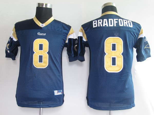 Rams #8 Sam Bradford Blue Stitched Youth NFL Jersey