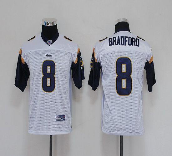 Rams #8 Sam Bradford White Stitched Youth NFL Jersey