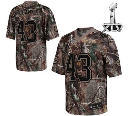 Steelers #43 Troy Polamalu Camouflage Realtree Super Bowl XLV Embroidered Youth NFL Jersey