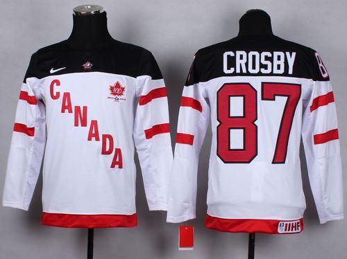 Team Canada #87 Sidney Crosby White 100th Anniversary Stitched Youth NHL Jersey