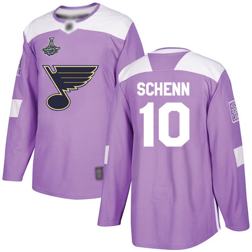 Adidas Blues #10 Brayden Schenn Purple Authentic Fights Cancer Stanley Cup Champions Stitched Youth NHL Jersey