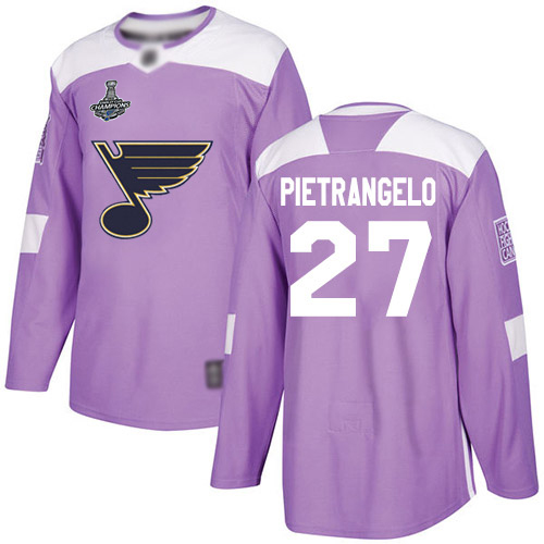 Adidas Blues #27 Alex Pietrangelo Purple Authentic Fights Cancer Stanley Cup Champions Stitched Youth NHL Jersey